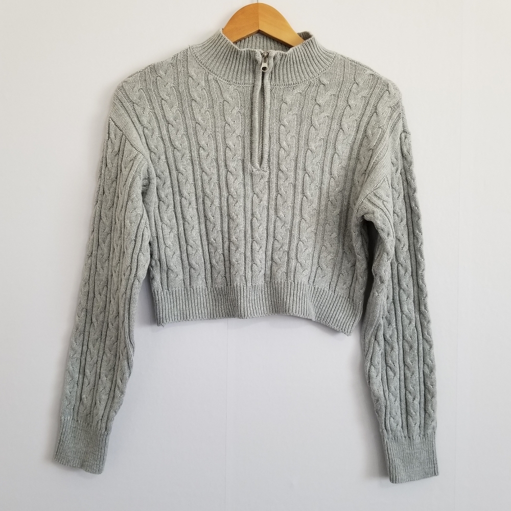 Wild Fable Grey Zipped Pullover Sweater Size XS